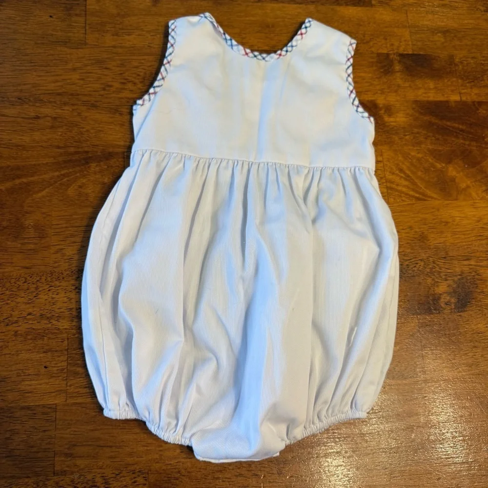 Zuccini kids White Baby Bubble Romper with blue red trim size 12 months - Picture 4 of 4